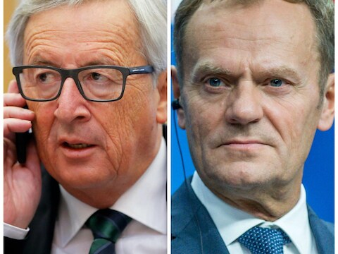 Europees president Jean-Claude Juncker en Europees Commissievoorzitter Donald Tusk.