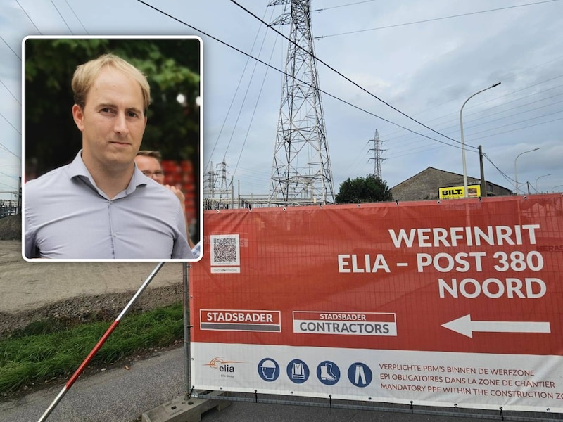 Voorbereidende werken voor de Ventilus-verbinding in Lendelede: de uitbreiding van het hoogspanningsstation langs de Rijksweg. Kleine foto: Korneel Verleden van Involte.