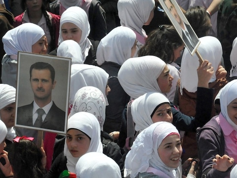 Aanhangers van de Syrische president Bashar al-Assad gingen vandaag de straat op in hoofdstad Damascus.