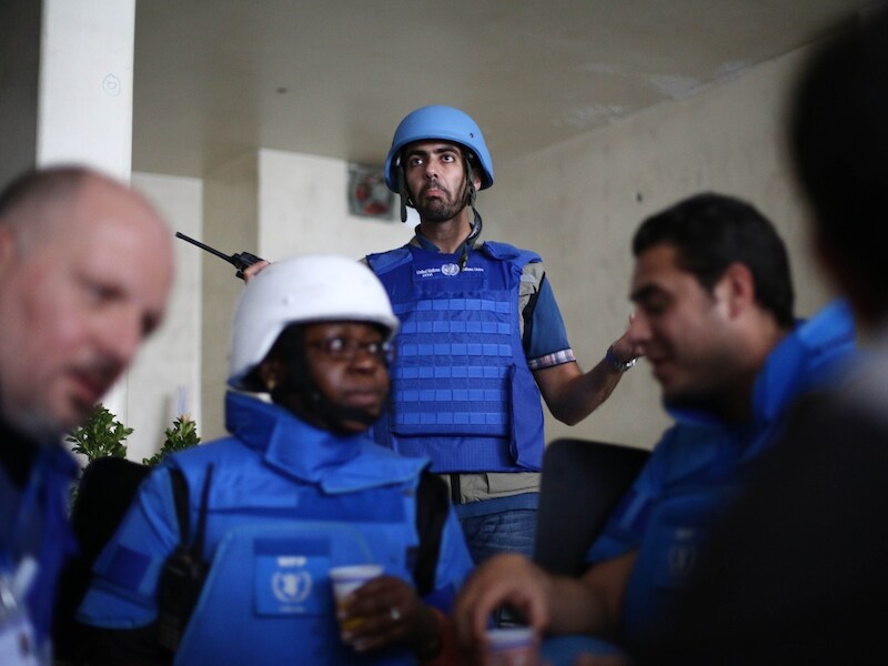 VN-medewerkers in Syrië.