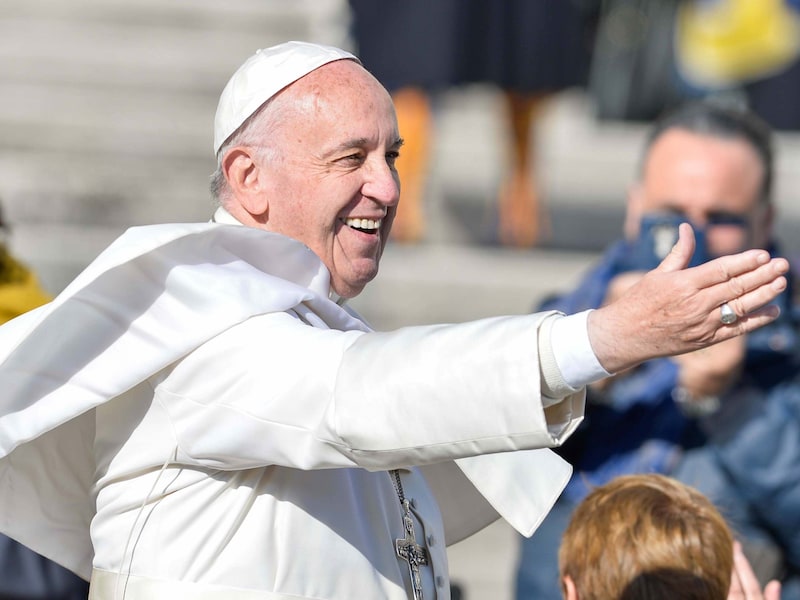 Paus Franciscus op het Sint-Pietersplein in Rome.