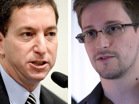 Greenwald (links) kaartte de praktijken van de NSA aan op basis van documenten van Snowden (rechts).