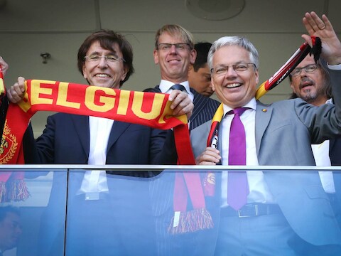 Didier Reynders trok samen met huidig premier Elio Di Rupo naar de wedstrijd van de Rode Duivels tegen Argentinië in Brasilia