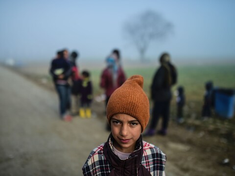 Vluchtelingen in het kamp van Idomeni.