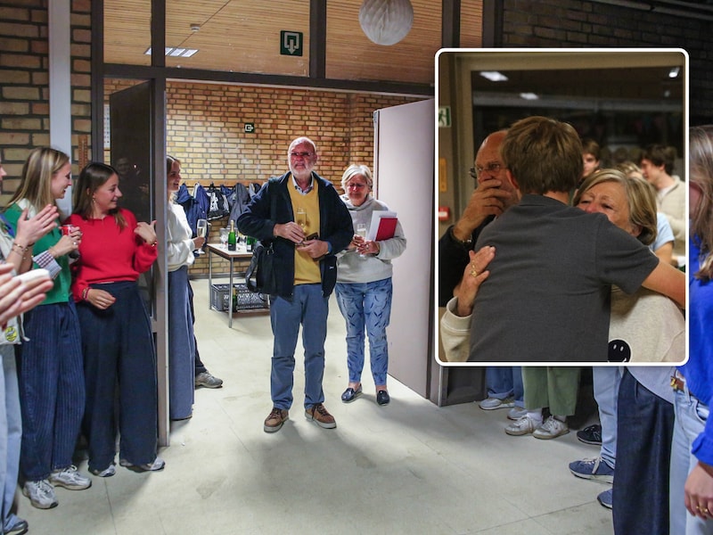 De emoties waren groot, tijdens het verrassingsfeest voor Jean-Pierre en Rolande.