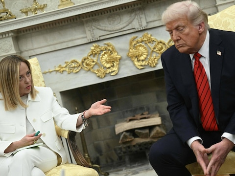De Italiaanse premier Giorgia Meloni en de Amerikaanse president Donald Trump. 