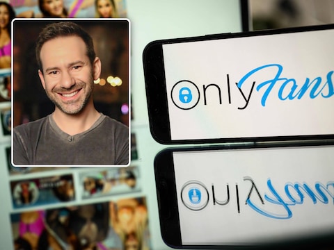 Illustratiebeeld OnlyFans. Inzet: OnlyFans-eigenaar Leonid Radvinsky.