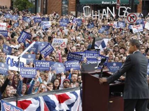 Obama sprak vandaag in La Crosse, Wisconsin.