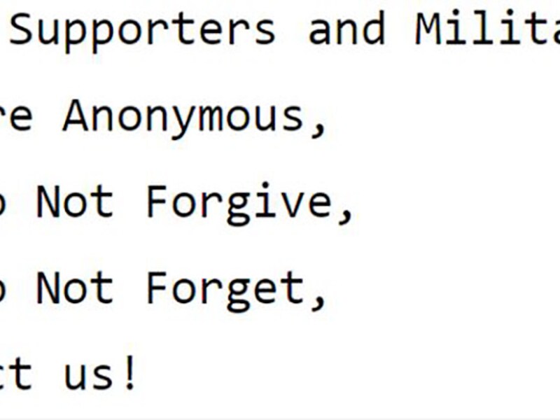 Anonymous plaatste deze waarschuwing bovenaan de lijst met 900 Twitteraccounts van IS die intussen geblokkeerd werden.