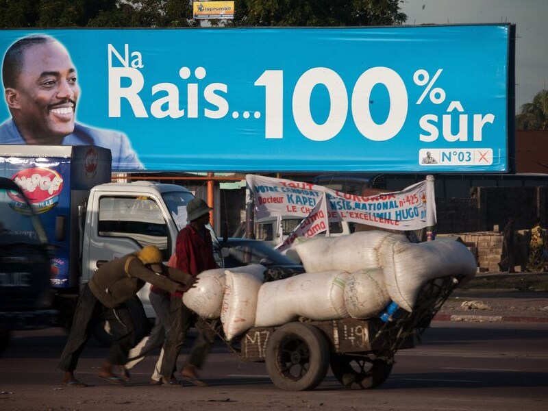 Een billboard van de huidige president Joseph Kabila.