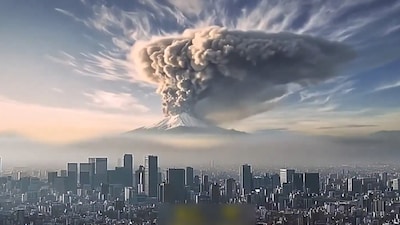 KIJK. Zo zou uitbarsting van Mount Fuji eruitzien: Japanse regering gebruikt AI om inwoners te waarschuwen