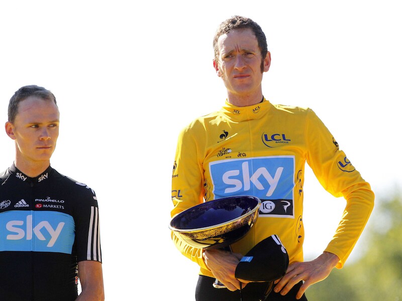 Froome en Wiggins nadat laatstgenoemde de Tour won in 2012.