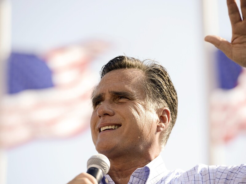 Mitt Romney tijdens een campagnestop in Jacksonville, Florida.