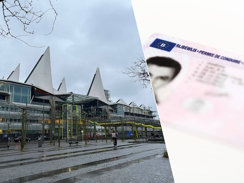 Justitiepaleis Antwerpen op de Bolivarplaats / illustratie rijbewijs