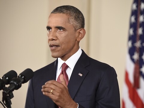 De Amerikaanse president Barack Obama tijdens zijn toespraak over IS