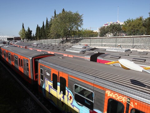 De metrostellen staan stil in Athene.