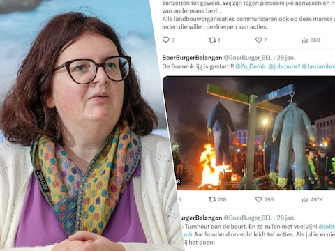 Tine Hermans van BoerBurgerBelangen, met rechts de post die commotie veroorzaakt.
