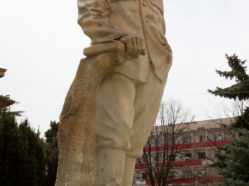 Een standbeeld van Stalin in Gori.