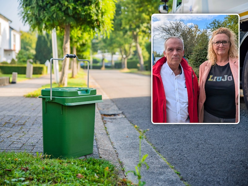 ILvA haalt in 30 jaar 879 miljoen kg GFT op., Stephan Van de Meirssche van vakbond ACOD en Carolien De Cooman van vakbond ACV Openbare Diensten., Inzet: Stephan Van de Meirssche van vakbond ACOD en Carolien De Cooman van vakbond ACV Openbare Diensten.