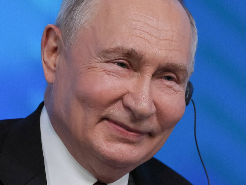 De Russische president Vladimir Poetin tijdens een samenkomst van de Valdai Discussion Club in Moskou.