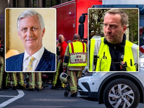 Koning Filip (l.) betuigde telefonisch zijn medeleven aan de familie van sergeant-majoor Olivier Francotte (50, r.) en aan het voltallige korps van Brandweer Brussel.