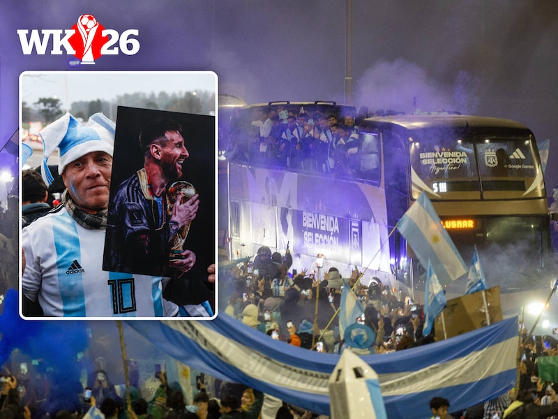 Zonder Messi en in de gietende regen, maar mét het nodige vuurwerk: mensenzee ontvangt Argentijnse ploeg na verloren WK-finale