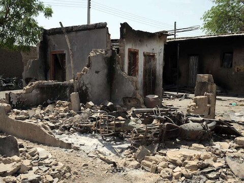 De ravage na eerdere aanslagen van de Boko Haram in Nigeria