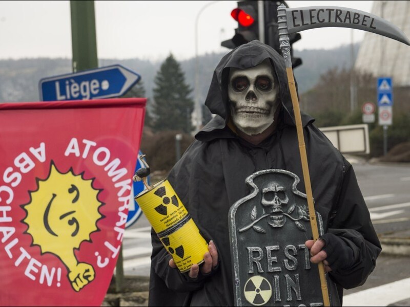 Actievoerders demonstreerden op 10 maart aan de kerncentrale.