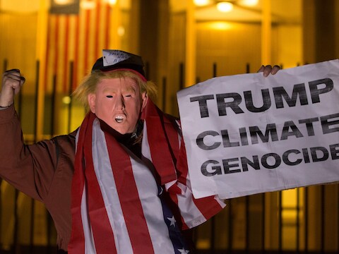 Protest tegen de verkozen president van de VS Donald Trump.