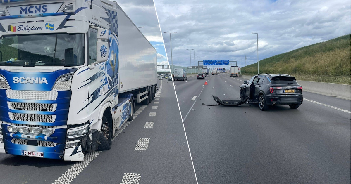 Twee vrachtwagens en auto botsen op E17: geen gewonden maar heel wat file
