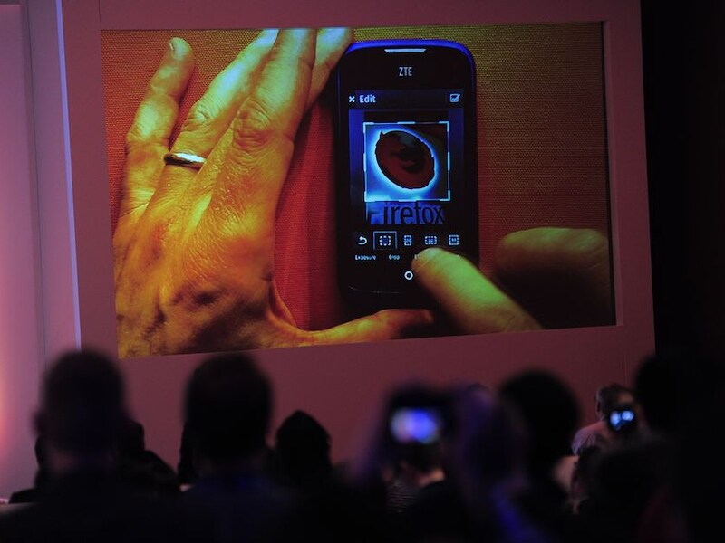 Net voor het Mobile World Congress stelde Firefox zijn besturingssysteem voor, hier op een ZTE-toestel.