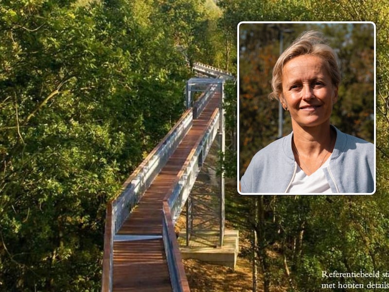 Na de realisatie van het project wil de stad een nieuwe brug realiseren die de verbinding met het Lourdeskapelbos versterkt (beeld ter referentie)., Inzet: Minister Annick De Ridder