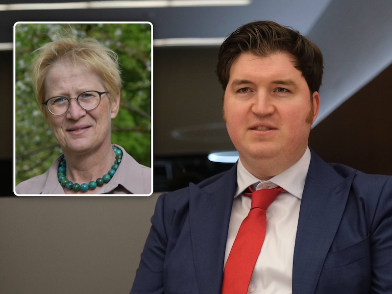 Schepen Jonathan De Valck (groot beeld) neemt de bevoegdheden over van burgemeester Gerda Van den Brande (inzet).