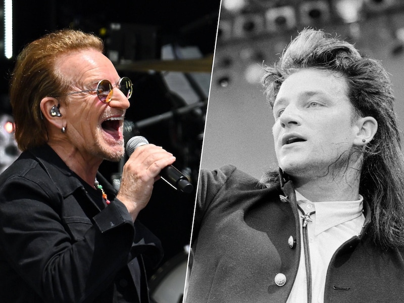 Bono vandaag en in 1985. 