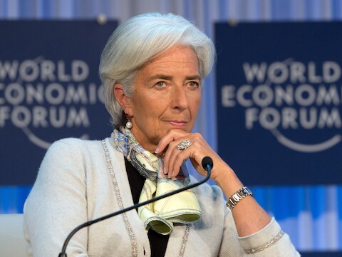Directeur van het IMF Christine Lagarde op het World Economic Forum in Davos.