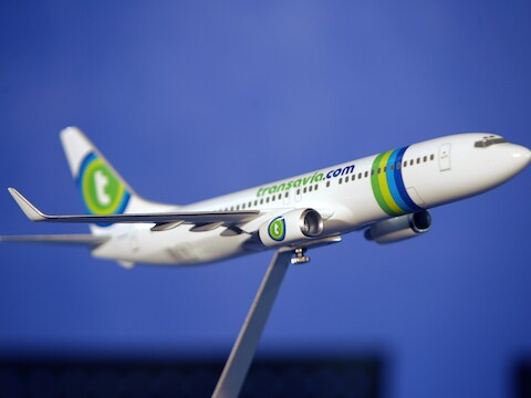 Een model van een Transavia-vliegtuig.