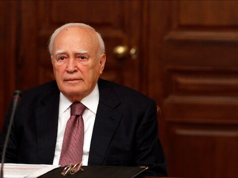 De Griekse president Karolos Papoulias.