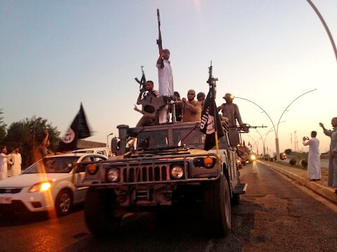 Strijders van IS in Raqqa.