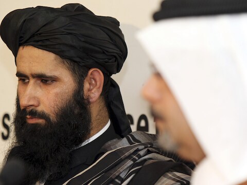Taliban-vertegenwoordiger Mohammed Naeem in Doha, de hoofdstad van het emiraat Qatar.