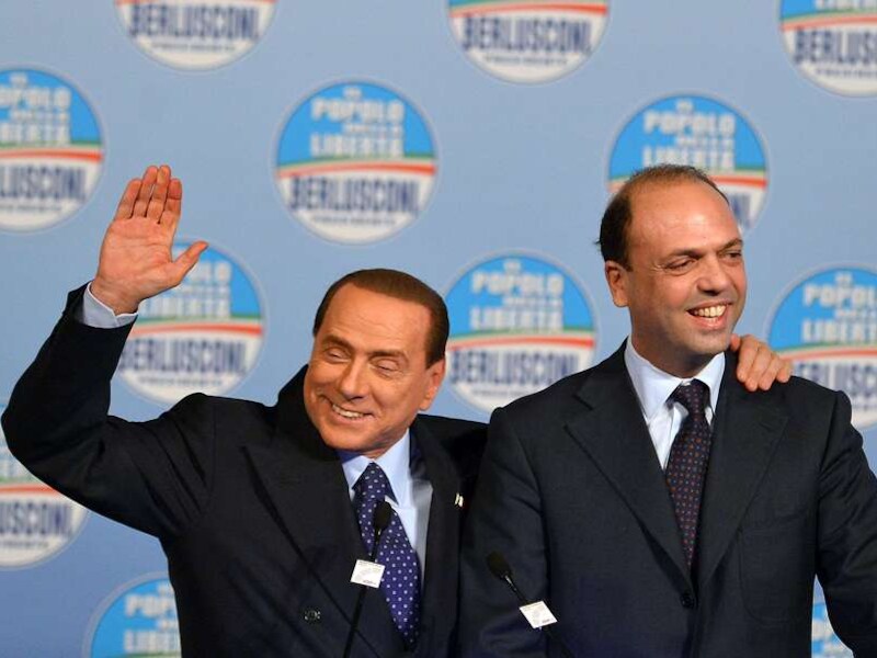 Silvio Berlusconi en Angelino Alfano in betere tijden.