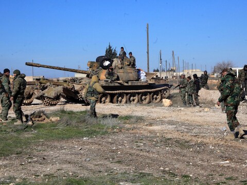 Pro-Syrische troepen in Aleppo.