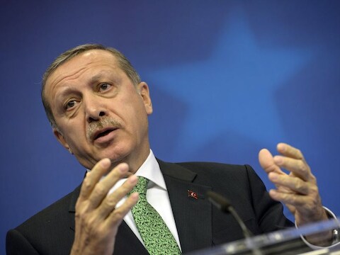De Turkse premier Tayyip Erdogan was vandaag op bezoek in Brussel.