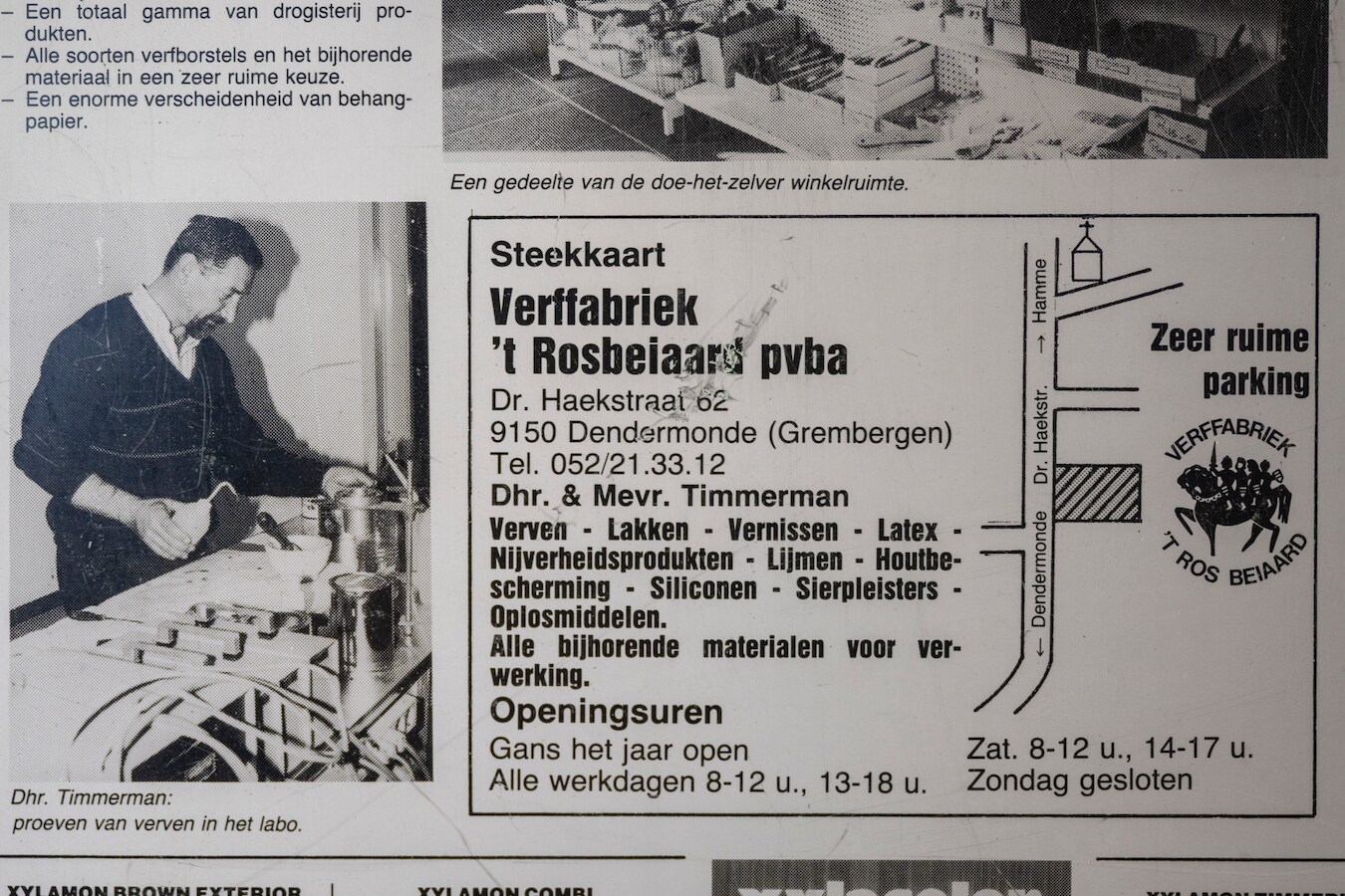 Willy Timmerman in zijn garage vroeger aan het werk.