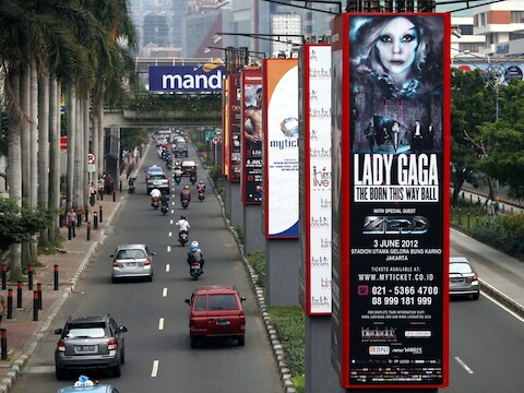 Het concert van Lady Gaga werd al groot aangekondigd in Jakarta.