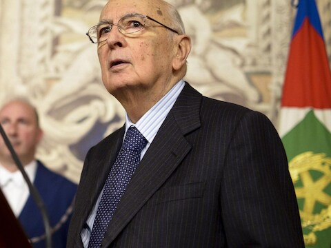 De herkozen Italiaanse president Giorgio Napolitano.