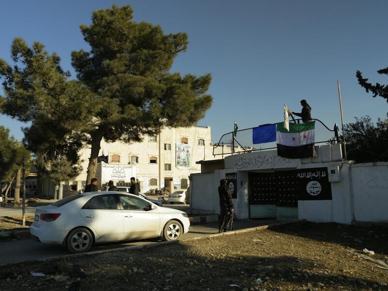 Een voormalige basis van de extremistische groepering ISIL in Syrië.