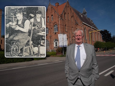 Armand De Lepeleire was 34 jaar directeur van Scheppers. Foto inzet: weeskinderen leren de stiel in de schoenmakerij van Scheppers.