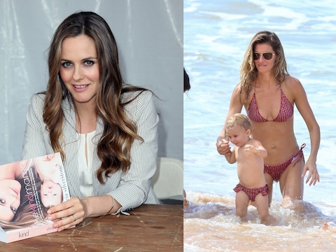 Alicia Silverstone stelt haar boek met advies voor en Gisele Bündchen stoeit met haar dochter.