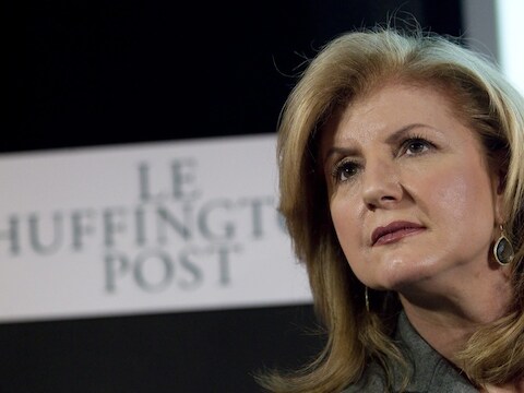 Arianna Huffington bij de presentatie van de Franse Huffington Post in januari 2012.