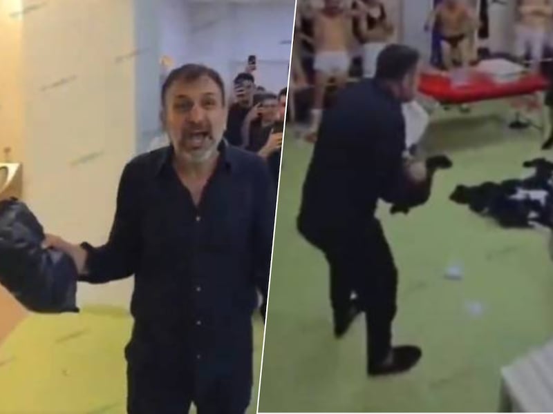 Albanese voorzitter gooit zak geld in kleedkamer en danst met spelers in hun ondergoed na kwalificatie in Conference League